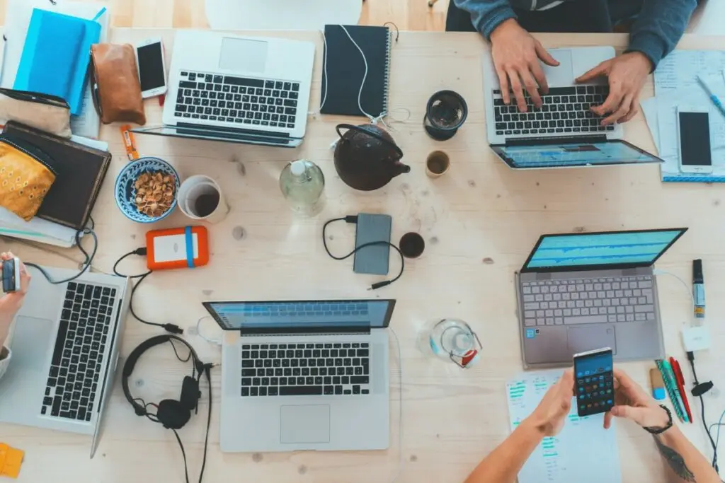 overhead of laptops