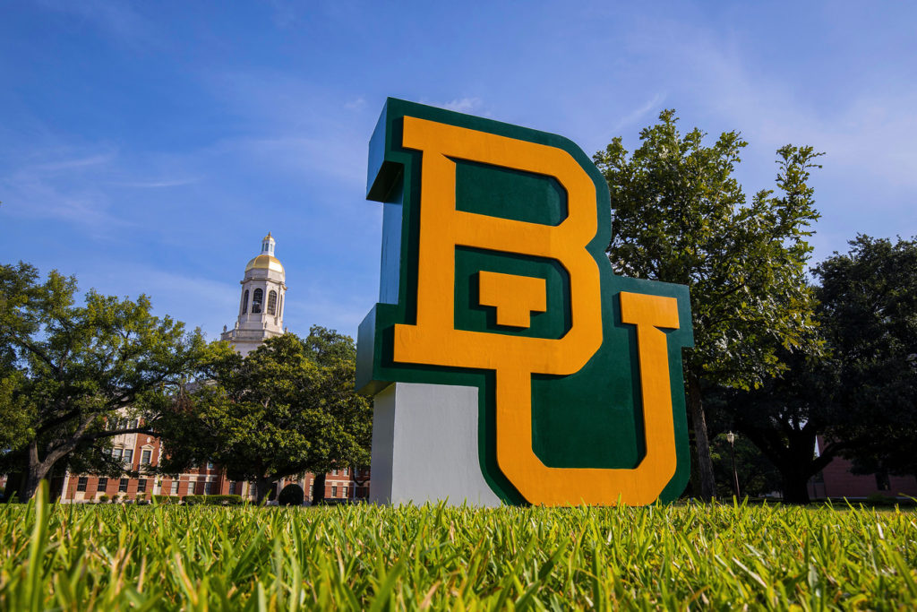 college logo on grass